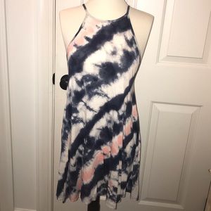 billabong blue and pink tie die dress